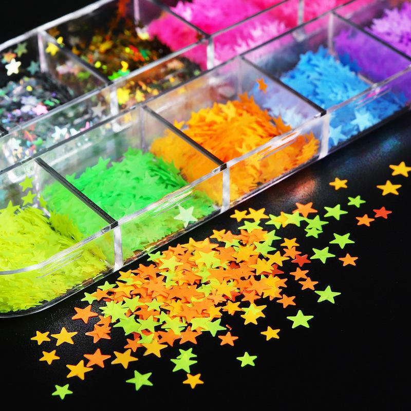 12 Grids Y2K Mini Star Nail Sequins Glitter Flakes Affordable Manicure Accessories for Beginner Nail Learners