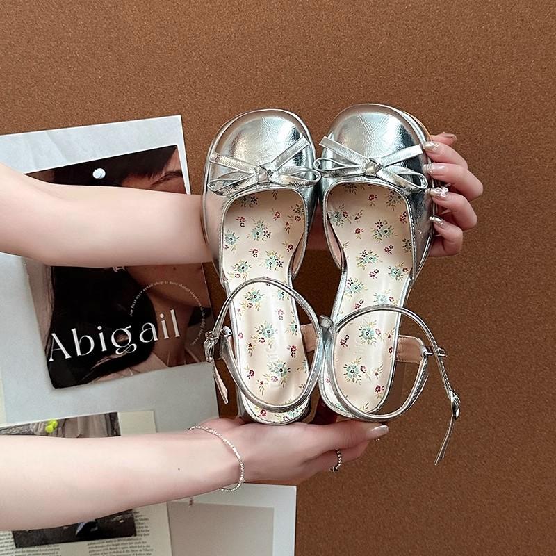 Summer New Fashion Outer Wear Thick Heels High Heels Bow Comfortable Versatile Mary Jane Single Shoes