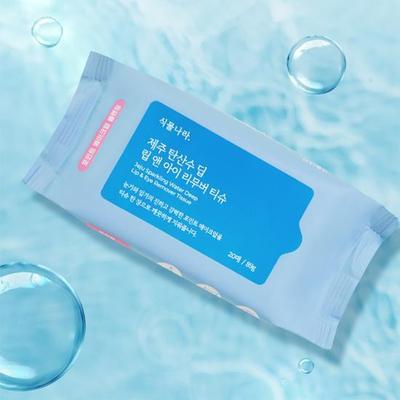 Plantnara Jeju Sparkling Water Hloubkové odličovací ubrousky na rty a oči, 20 kusů