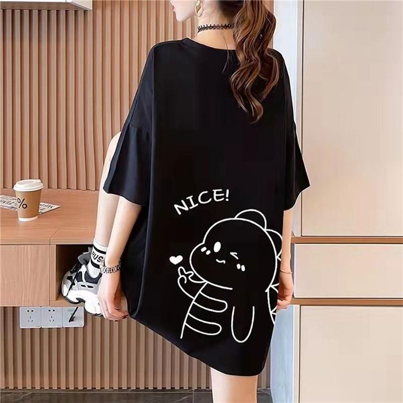 Letní trička z čisté bavlny pro ženy roztomilý kreslený potisk hip hop Streetwear ležérní tričko dámské Harajuku nadrozměrné s krátkým rukávem bílé růžové y2k topy