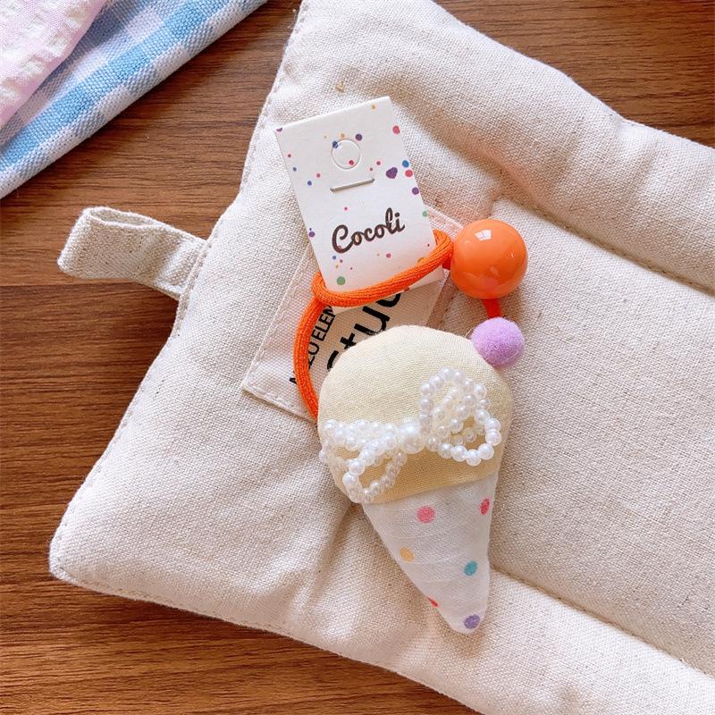 New Korean Kids Spring Summer Handmade Plaid Ice Cream Pearl Hair Ties & Cute Bow Barrettes Girls Sweet Stylish Hair Accessories