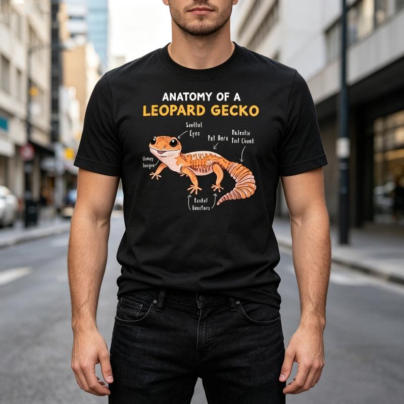 Lizard Lover Tee Leopard Gecko Anatomy Reptile Print Unisexs Casual Short Sleeve T Shirt Cotton Crew Neck Unisexs Top