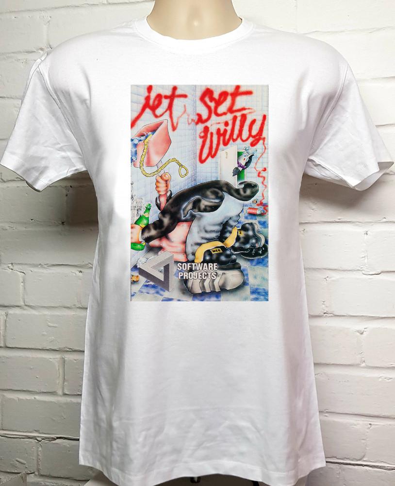 Jet Set Willy T-shirt Image from 80 s ZX Spectrum Computer game cover. Unisex T-Shirt XL