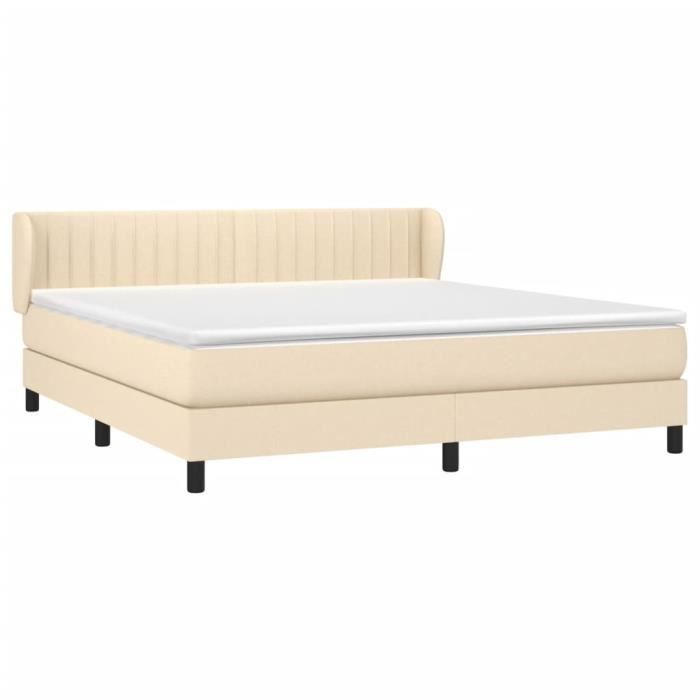 3126418 vidaXL Lit à sommier tapissier avec matelas Crème 160x200 cm Tissu
