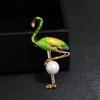 Cloisonné Flamingo & Pearl Brooch - Elegant Cartoon Pin Corsage
