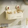 2Piece Suction Bathroom Shelf, NoDrill Wall Organizer, Cream Design Milk Red 1 Pack