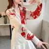 Chemise à revers imprimée de printemps pour femmes, design tempérament, blouse de bureau