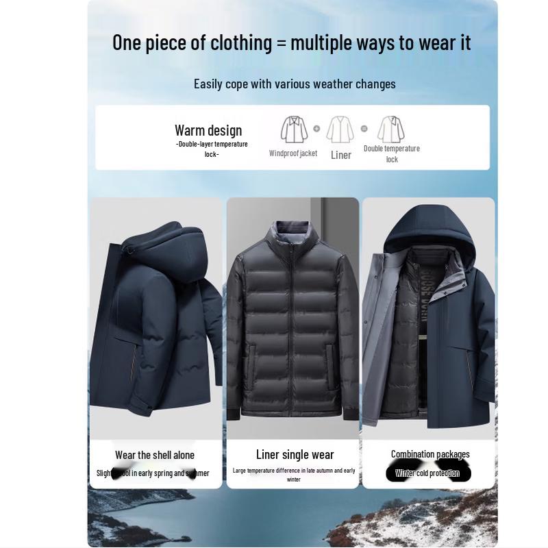 Luo Meng Men's Business Goose Down Winter Jacket