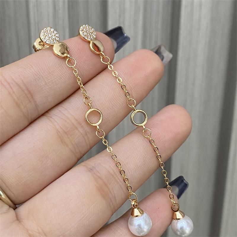 

Japan and Korea exquisite flower pearl tassel earrings, fresh and thin earrings, earrings, a two-wear ear jewelry