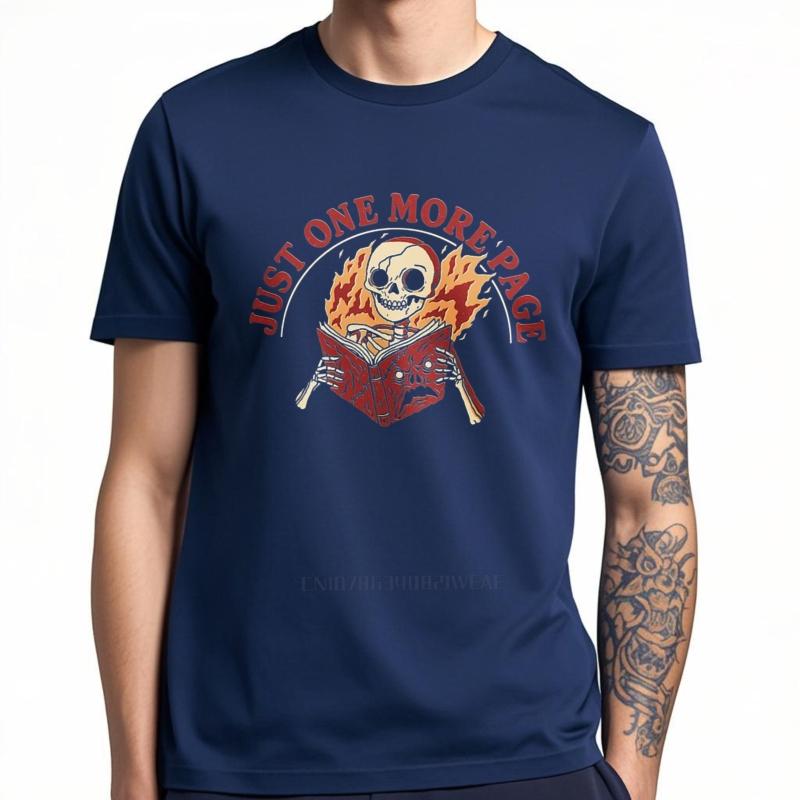 Casual summer For him t shirt Skeleton Reading Book With Flames Short Sleeve Workout O Neck tees men cotton tshirt male tops