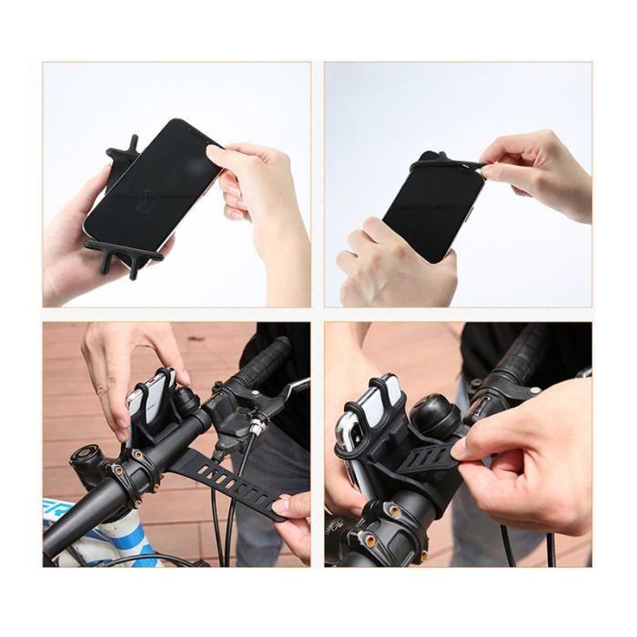 Multifonction Support telephone vélo moto, Universel Support Vélo Téléphone Silicone Réglable pour iPhone X/ 8/8 Plus/7/7 Plus Huawe