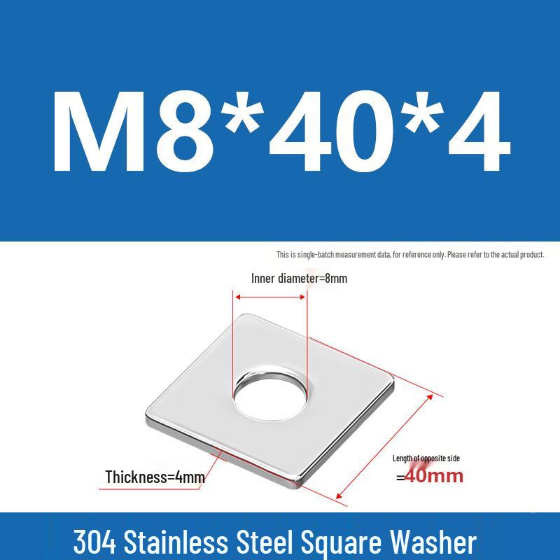 304 Stainless Steel Thickened Square Washer for Curtain Wall (M4-M16)