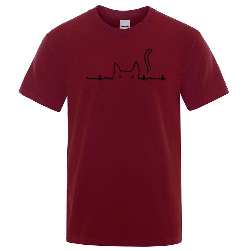 Casual Mens T Shirts Cat Cute Pritned Summer Cotton O-Neck T-shirt for Men Short Sleeve Top Tee Shirt Funny Streetwear T-shirts