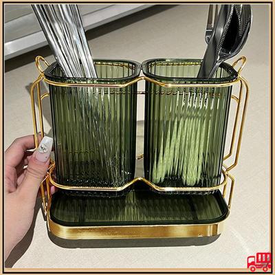 Toothbrush Holders For Bathrooms 2 Cups Toothbrush Holder Wall Mounted Dry & Wet Separation Plastic Removable Easy To Use