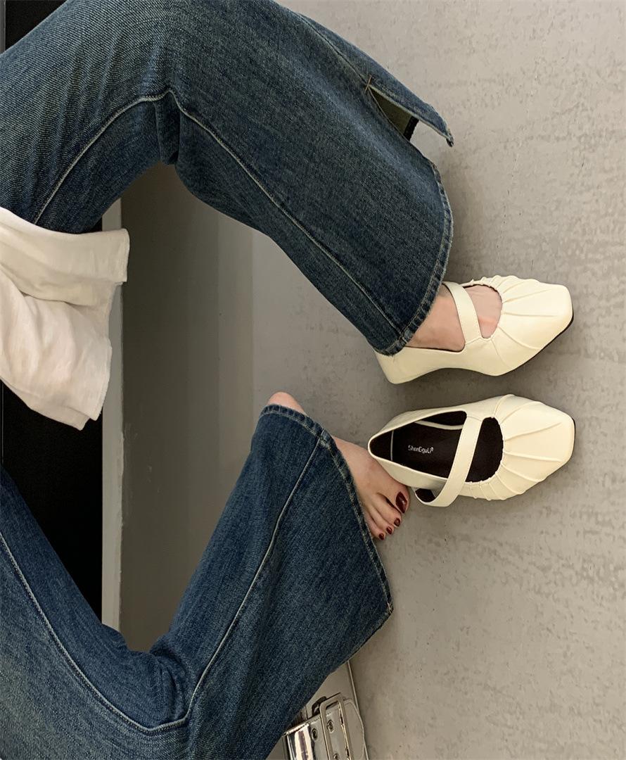 

Coarse heel with Mary Jane, half-towed women s shoes in the evening and evening, 2025 new spring and autumn heightening silver 40 абрикосовый