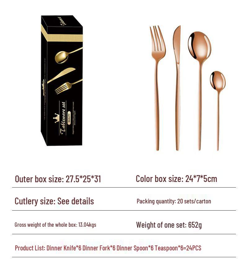 Portugal Stainless Steel 30-Piece Cutlery Set: Western Steak Knife, Fork, Spoon in Gift Box
