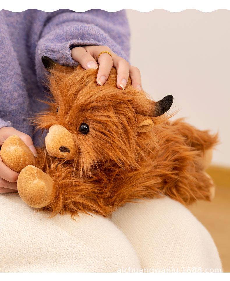 Highland Cow Plush Doll - Long-haired Scottish Animal Simulation