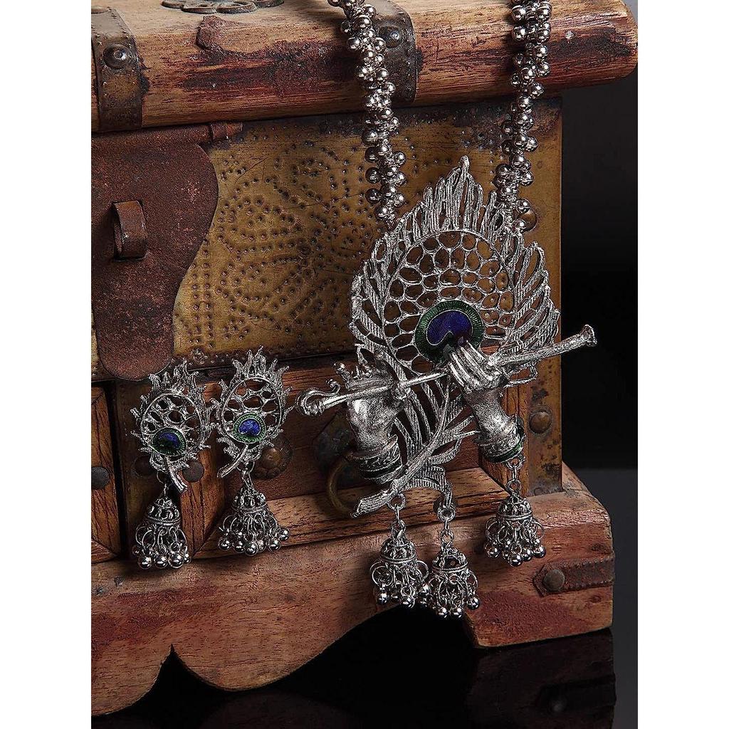 Traditional Oxidised Silver Necklace Jewellery Set for Women