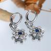 Cute Female White Blue Zircon Stone Snowflake Hoop Earrings Fashion Female  Color Wedding Jewelry For Women