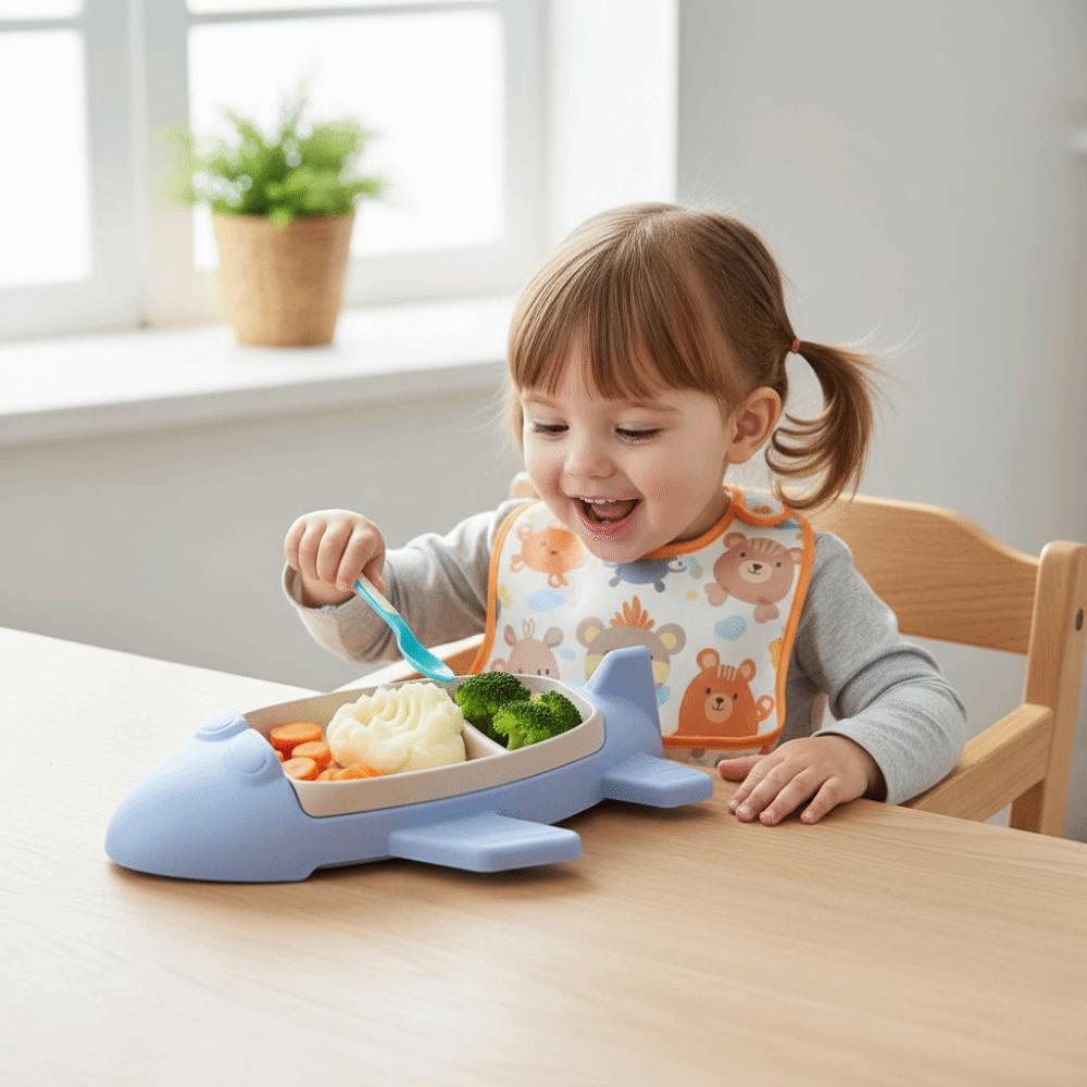 Divided Airplane-Shaped Children's Plate Deepened Dinning Plate Household Food Tray Gifts