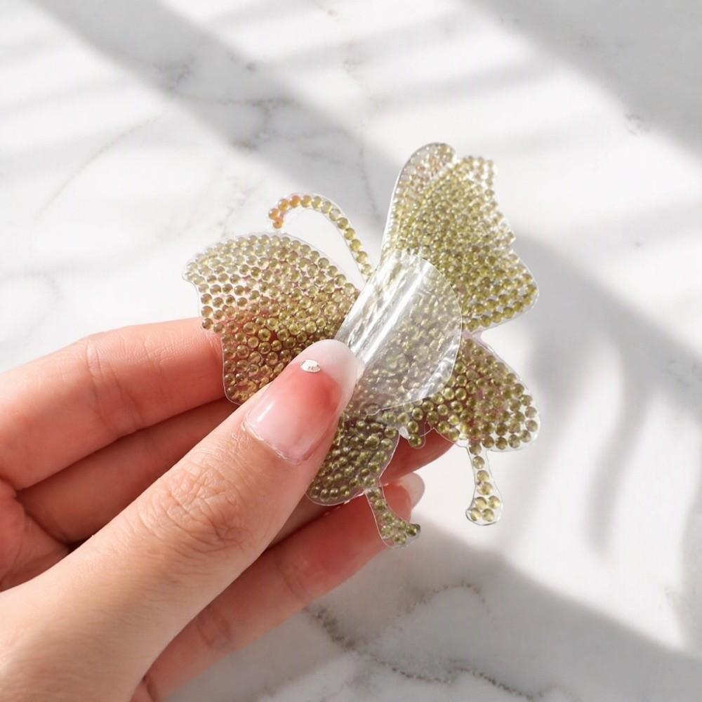 4PCS Shiny Butterfly Rhinestone Stickers 6x7cm Rhinestone Iron on Patches Decoration