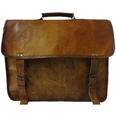 Men's Plain Satchel Genuine Leather  Laptop Bag Brown Messenger Briefcase