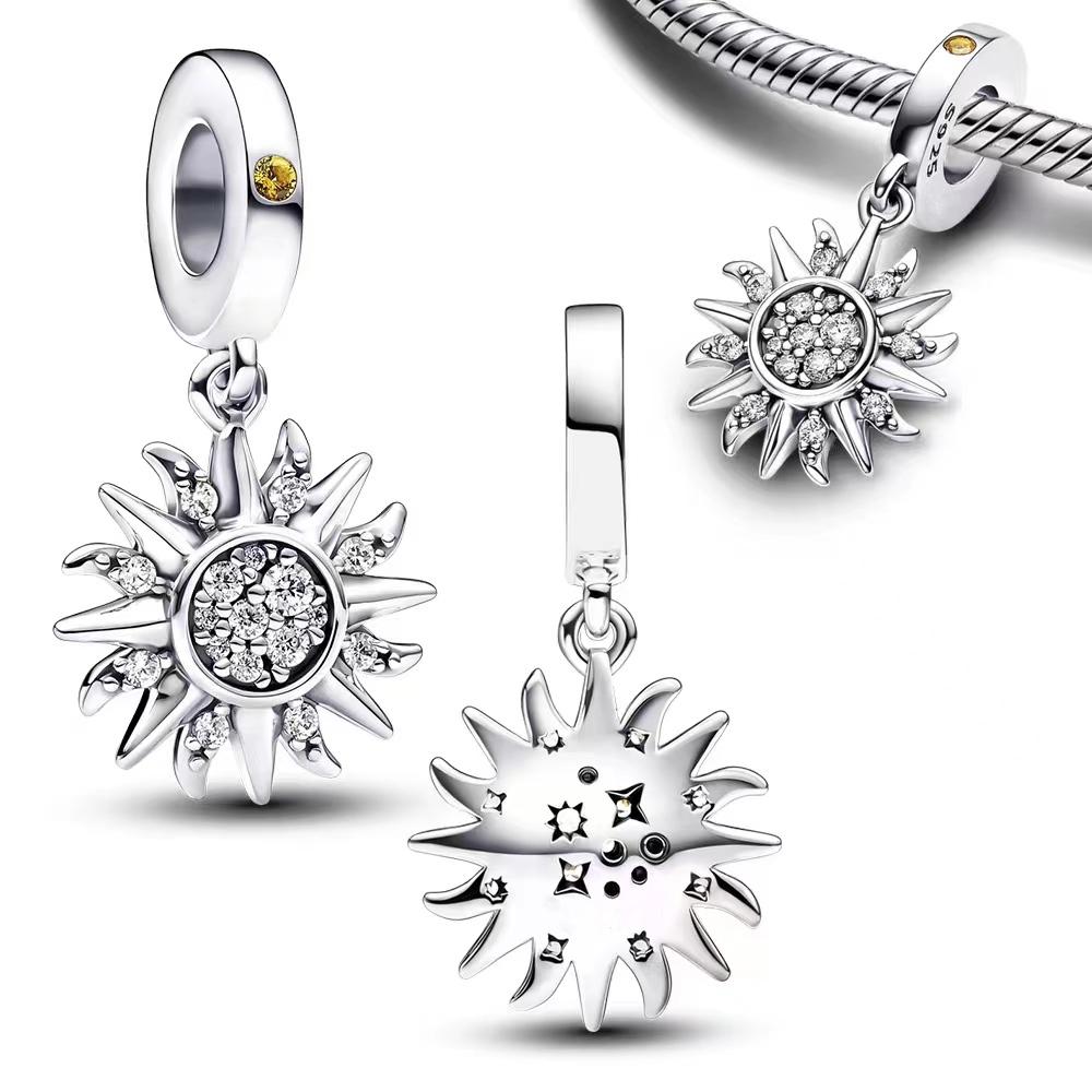 New Moon & Star Series Luck Twinkle Sun Dangle Charms For Originalcharms Bracelet Trinket Copper Charm Women Diy Jewelry
