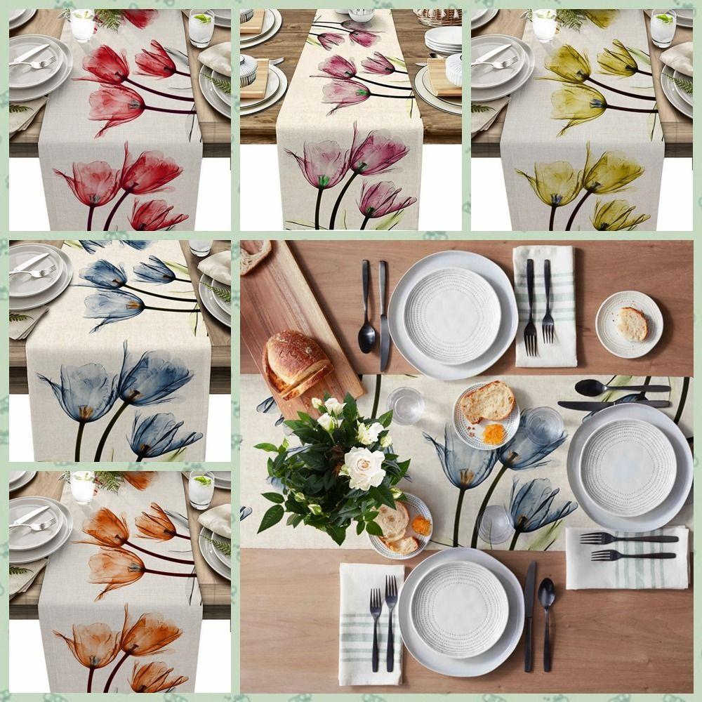 

Anti-stain Tablecloth Linen Table Cover Table Decor Tulip Table Runner Kitchen