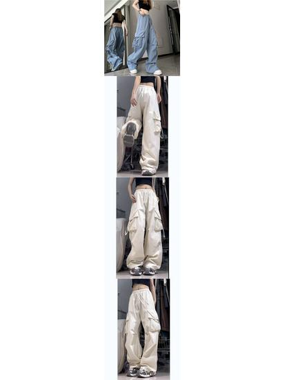 Women's 2025 Summer Fashion High-Waist Wide-Leg Cargo Pants