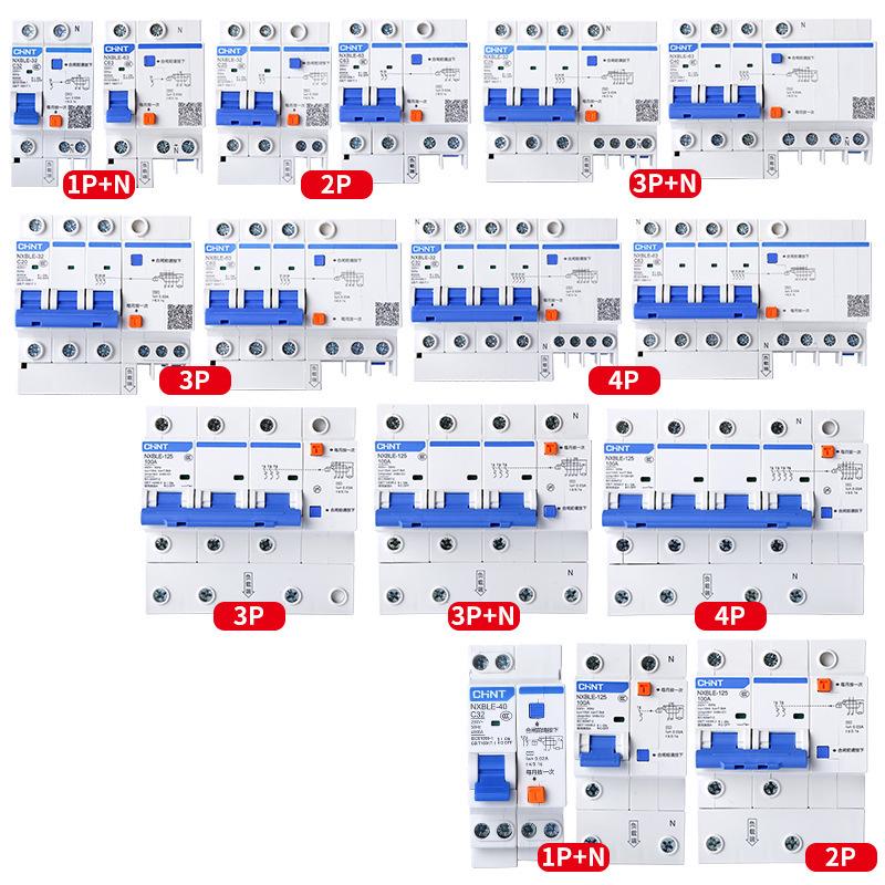 Chint 2P63A Air Switch with 32A RCCB for Three-Phase Electricity Protection and Household Circuit Breaking