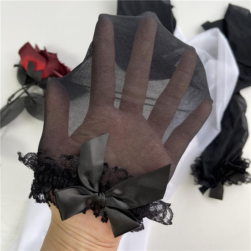 Summer Thin Sheer White Long Tube Socks Japanese JK Lace Trim Over-the-Knee Socks Sweet Bow High Tube Socks