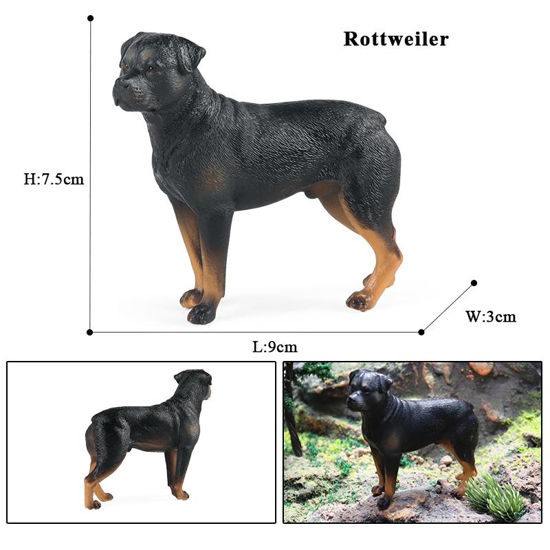 Oenux New Farm Dogs Pet Figurines Rottweiler Collie Huskie Bulldog Schnauzer Model Action Figures Cute Home Decoration Kids Toy