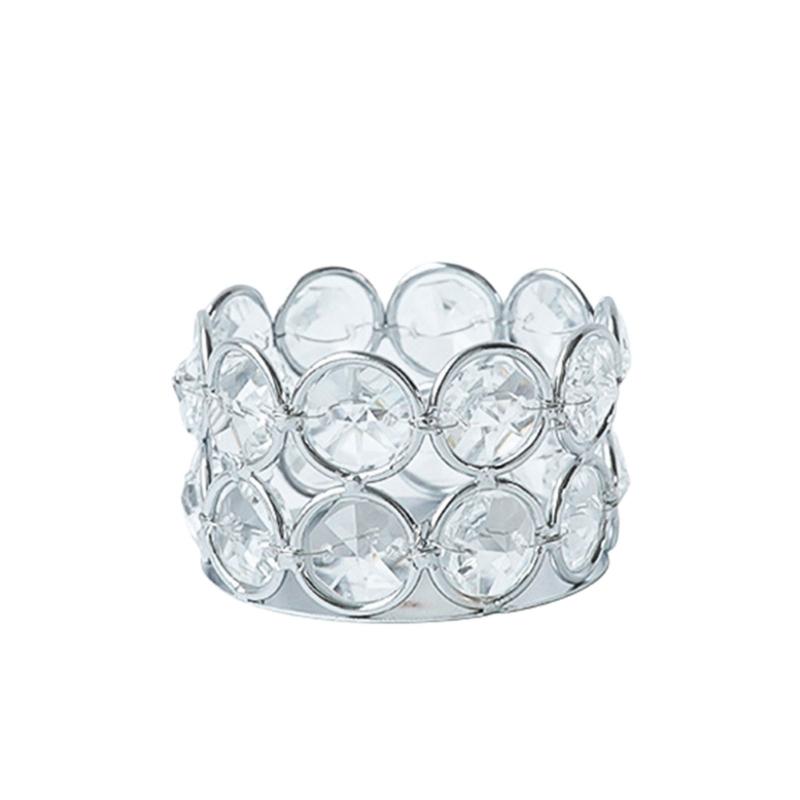 Crystal Votive Metal Candle Holder for Table Tenterpiece Small Bowl Tealight Candle Stand for Wedding Desktops Decors