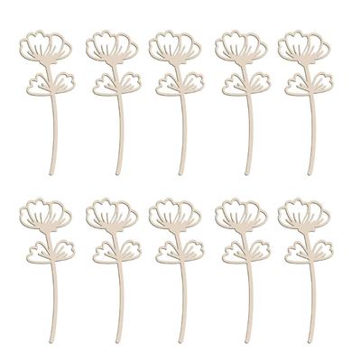 Wooden Wildflower Decors Set Plain Wood Florals Cutout for DIY Crafts,Home Decoration Memorials Bouquet,Wall Decal