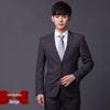Men's Blue Plaid Slim Fit Blazer & Suit Set - Korean Style Two-Button Casual Tuxedo