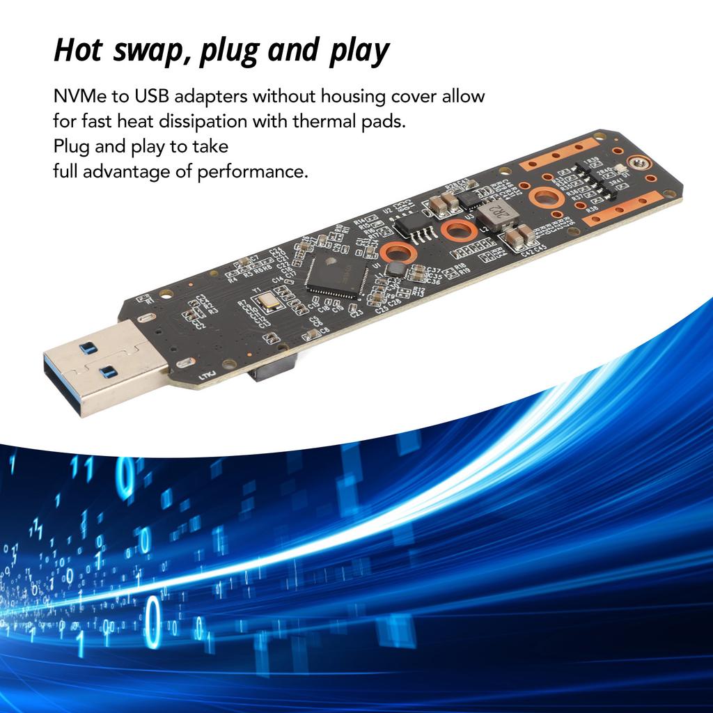 NVMe to USB, Portable SSD 10 Gbps 3.2 Adapter Plug and Play Gen 2 Bridge Chip M.2 NVME Black