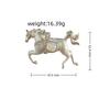 Aipureer Year of Horse Mascot Natural Opal Rigato Silver Pony Brooches Pin for Women Men Lucky Blessing Multi-use Fine Jewelry