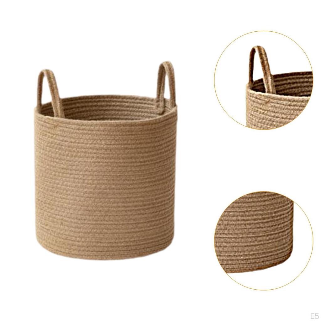 Large Round Utility Basket with Handles, Ideal for Laundry In Living