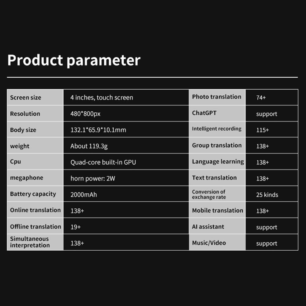 Portable Language Translator Device 138 Languages Voice Translating Offline Translation Simultaneous