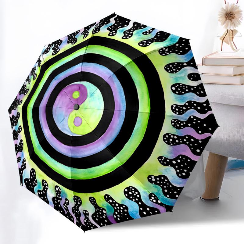 

1pc Yin Yang Mandala Automatic Folding Umbrella Durable Iron Frame,All Seasons Home Travel Outdoor Multifunctional Umbrella yy251115064