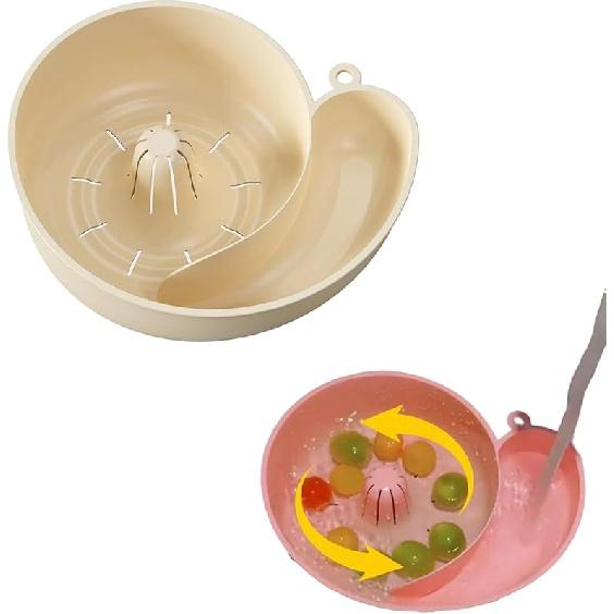 Snail Shape Drainer Portable Vegetable Washer – 4-in-1 Fruit and Vegetable Wash Bowl with Rotating Colander, Fruit Cleaner Spinner