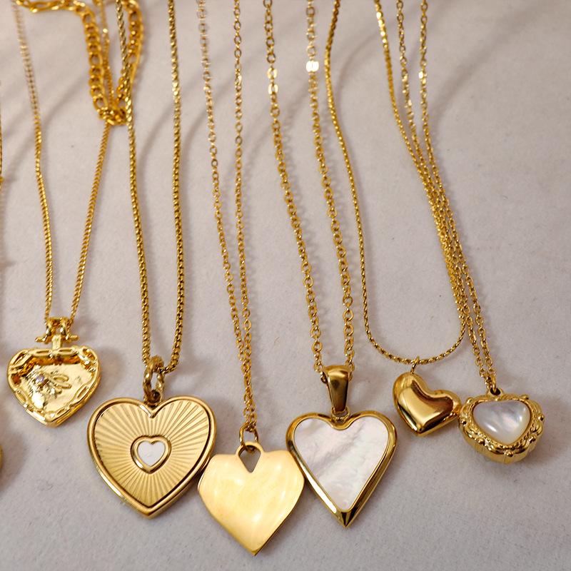 Heart Series 18K Gold-Plated Titanium Steel Necklace - Elegant, Colorfast, Simple & Chic Clavicle Chain