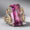 Europe and the United States hot-selling new women's square zircon ring luxury elegant swan gold ring
