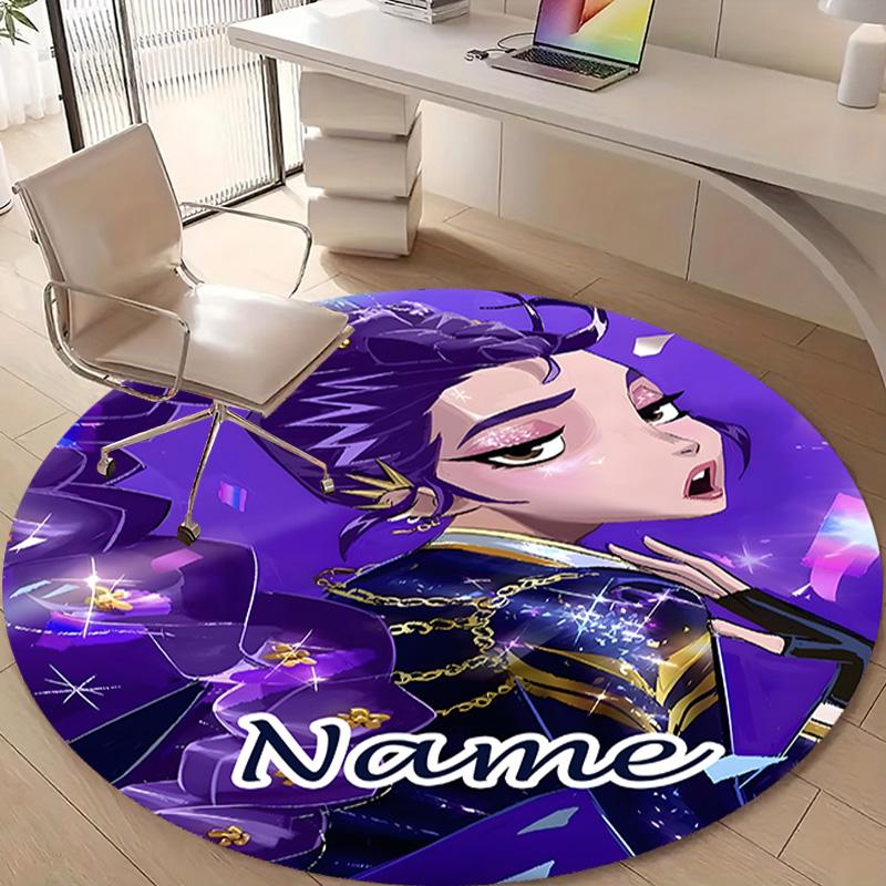 Personalized K-KPop Demon Hunters Round Chair Office Rug - Perfect for Mat, Office Chair & More - Ideal Gift for Birthdays and Holidays