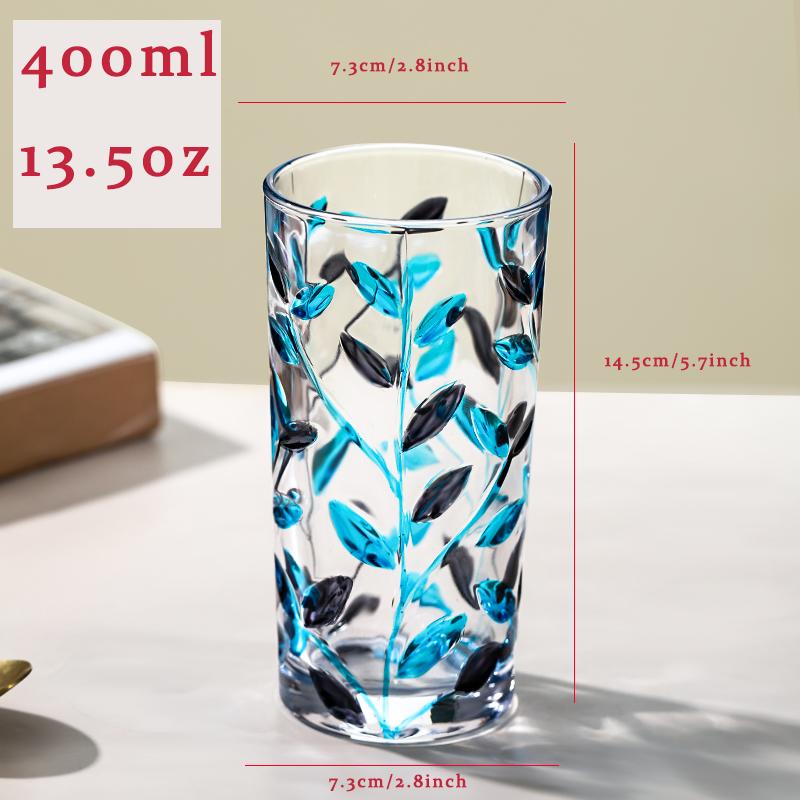 13oz Crystal Bubble Base Highball Glass Tumbler - Unique Leaf Design, Heavy Bottom for Water, Juice, Cocktails, and Beer