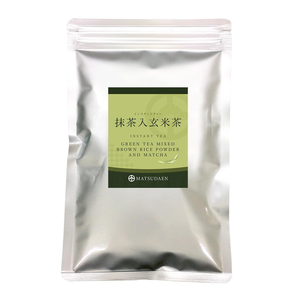 Matsudaen Instant Brown Rice Tea with Matcha, 250g, Made with Carefully Selected Matcha Powder, Quick Dissolve, Compatible with Commercial Tea