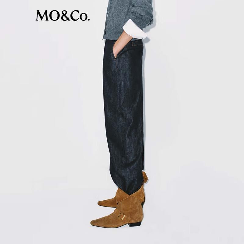MO&Co. Women's Mid-Waist Wide-Leg Denim Trousers