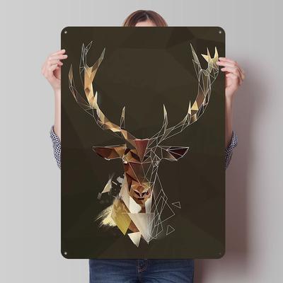 Hirschgeweih Skizze Blechposter Benutzerdefinierte Wandkunst Vintage Metallschilder Retro Blechschild für Spielzimmer Dekoration Gemütliche Dekoration