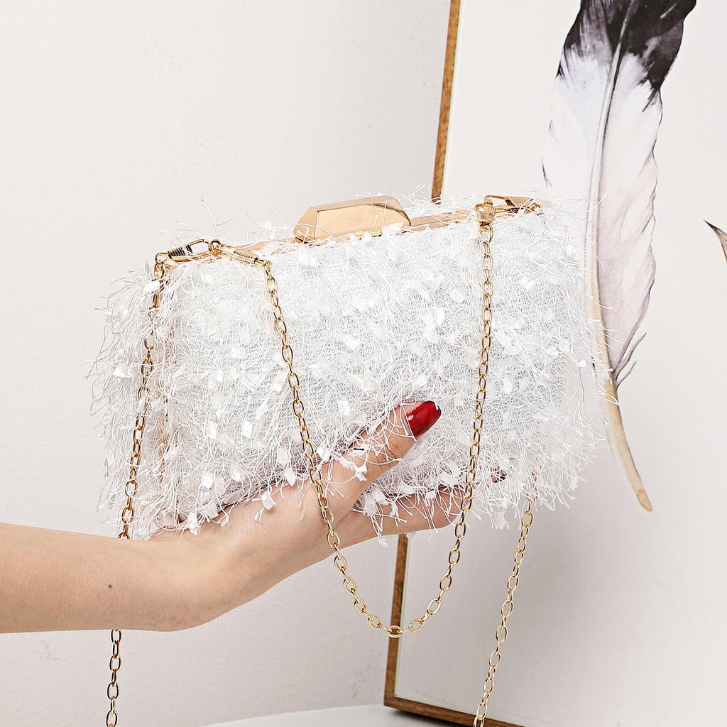 Women's luxury designer evening bag  tassel  shoulder  crossbody  clutch  wedding party  square bags  chain bag