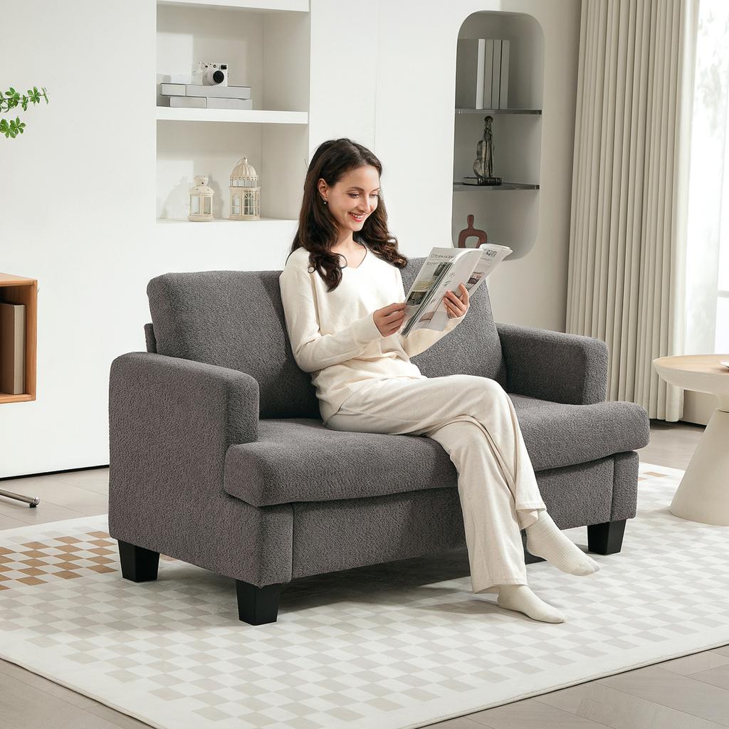 Sofa, 2-Seater, 120 cm Wide, Removable Back Cushions, Chenille, Dark Grey